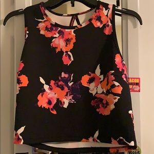 Floral black crop blouse